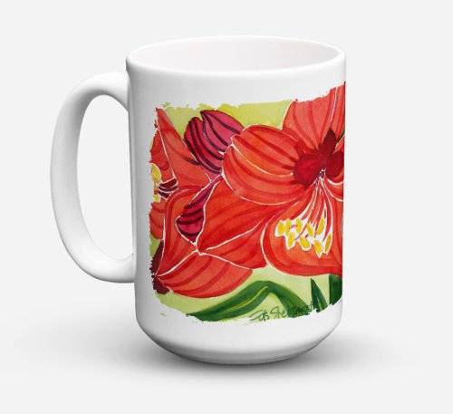 Caroline`s treasures floare - amaryllis masina de spalat vase în condiții de siguranță microwavable ceramice de cafea cana 15 uncie multicolore 15 ...
