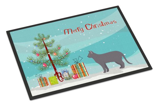 Caroline`s treasures korat # 2 cat merry christmas door mat, covor interior sau în aer liber bine ati venit mat 18x27 d multicolore 18h x 27w