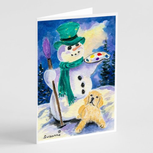 Caroline`s treasures om de zăpadă cu golden retriever felicitări și plicuri pack de 8 multicolore 7 x 5