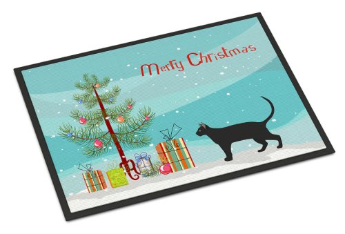 Caroline`s treasures pantherette cat merry christmas door mat, interior covor sau în aer liber bine ati venit mat 18x2 multicolore 18h x 27w