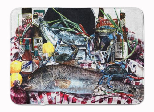 Caroline`s treasures pește și beri de la new orleans bath mat machine lavabile anti-oboseală de memorie f multi culoare 19 x 27