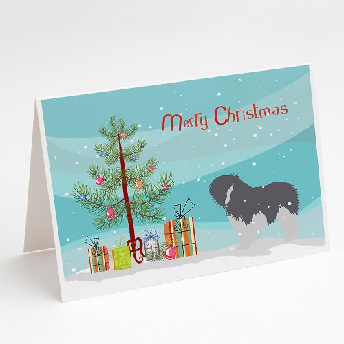 Caroline`s treasures poloneză lowland sheepdog dog merry christmas tree felicitări și plicuri pa multicolore 7 x 5