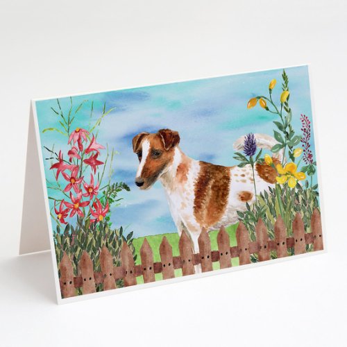 Caroline`s treasures smooth fox terrier de primăvară felicitări și plicuri pack de 8 multicolore 7 x 5