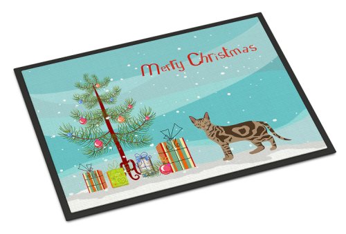 Caroline`s treasures sokoke cat merry christmas door mat, covor interior sau în aer liber bine ati venit mat 18x27 doo multicolore 18h x 27w