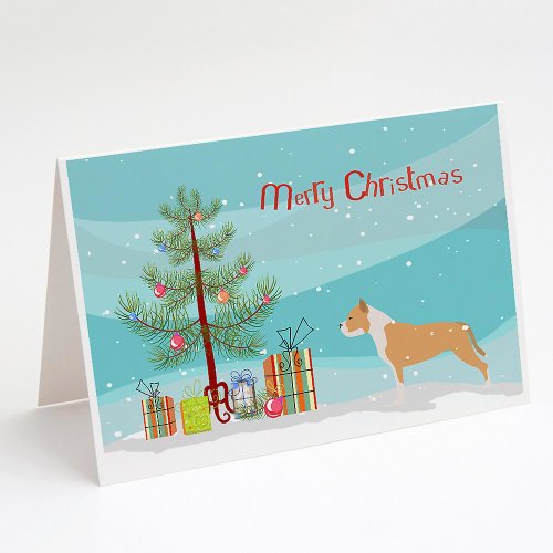 Caroline`s treasures staffordshire bull terrier merry christmas tree felicitări și plicuri pac multicolore 7 x 5