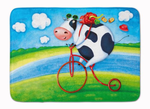 Caroline`s treasures vaca de echitatie bicicleta baie mat masina lavabila anti-oboseala memory foam bucatarie r multicolore 19 x 27