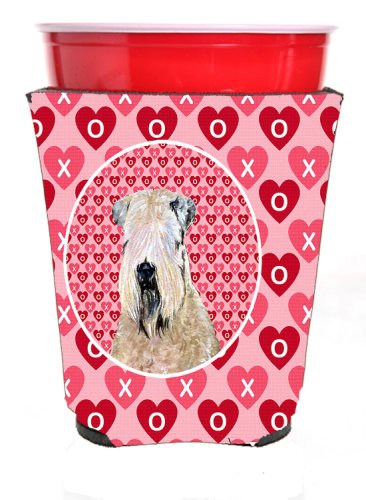 Caroline`s treasures wheaten terrier soft coated hearts love valentine`s red cup hugger roşu red solo cup